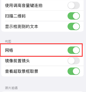 治多苹果手机维修网点分享iPhone如何开启九宫格构图功能 